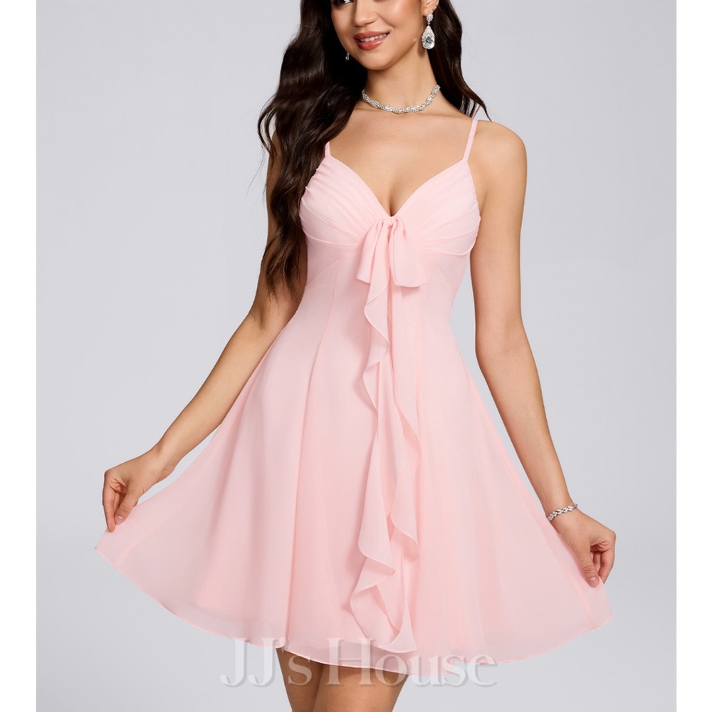 Pink Ruffle Mini Dress - Picture 2 of 7